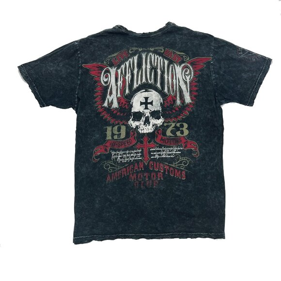 Affliction American Customs Distressed Logo Y2K T-Shirt Mens 3XL XXXL 3X - Picture 2 of 5